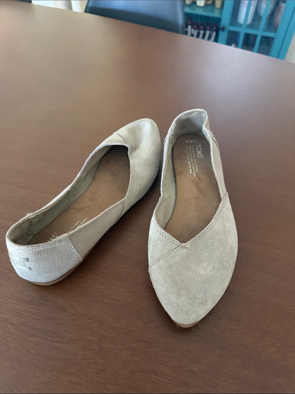 Toms Women's Taupe Suede Pointed-Toe Flats